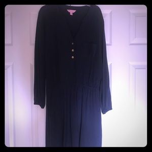 Lilly Pulitzer Navy Cinched Waist Popover Dress
